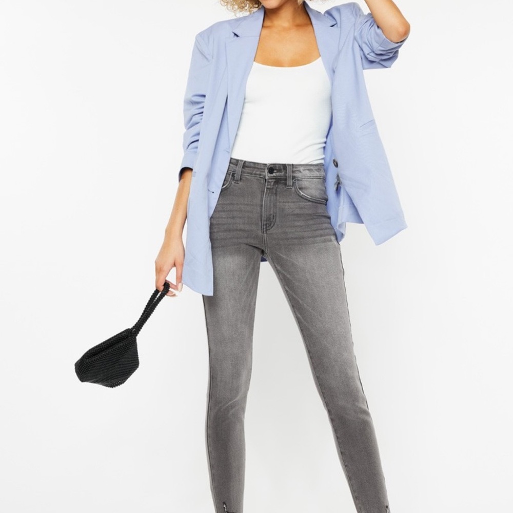 Kan Can High Rise Hem Detail Ankle Skinny - Picture 2 of 9